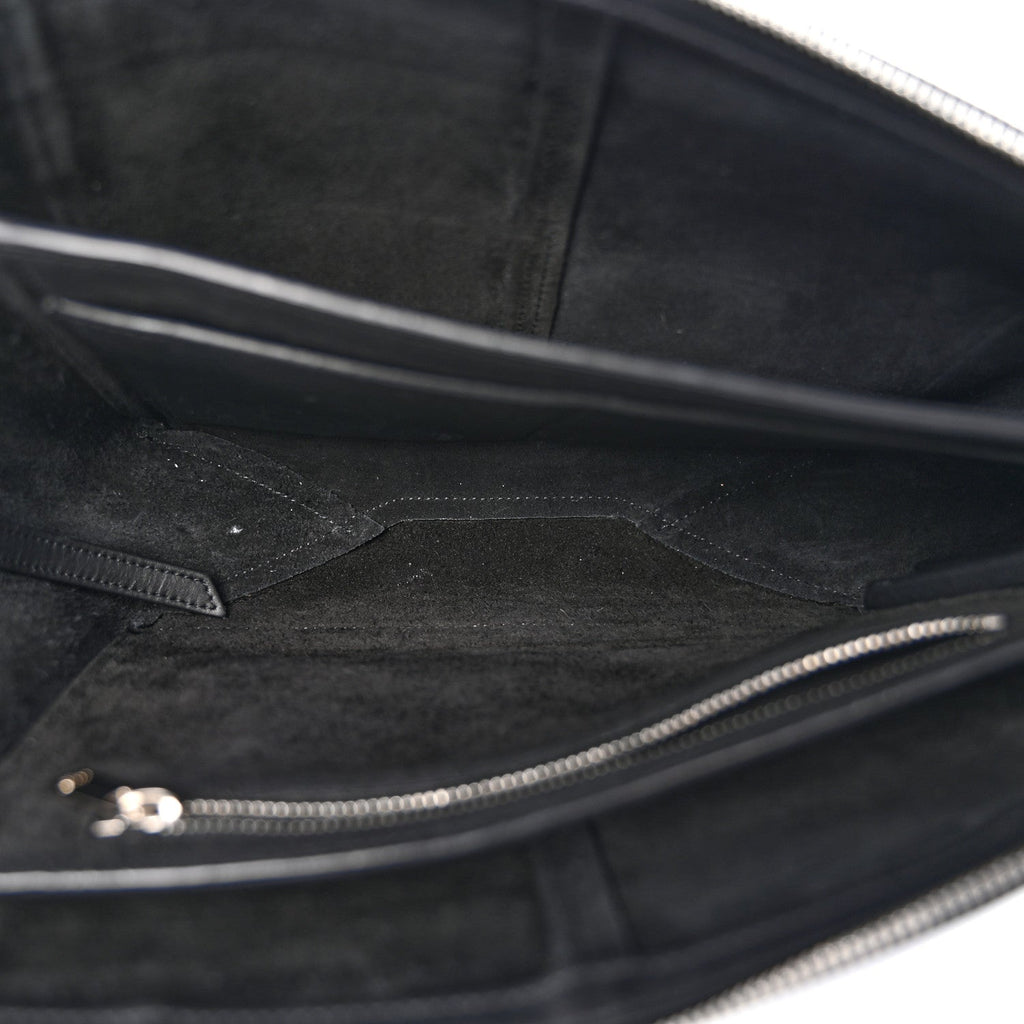 Smooth Calfskin Tri-Fold Clutch on Chain Black