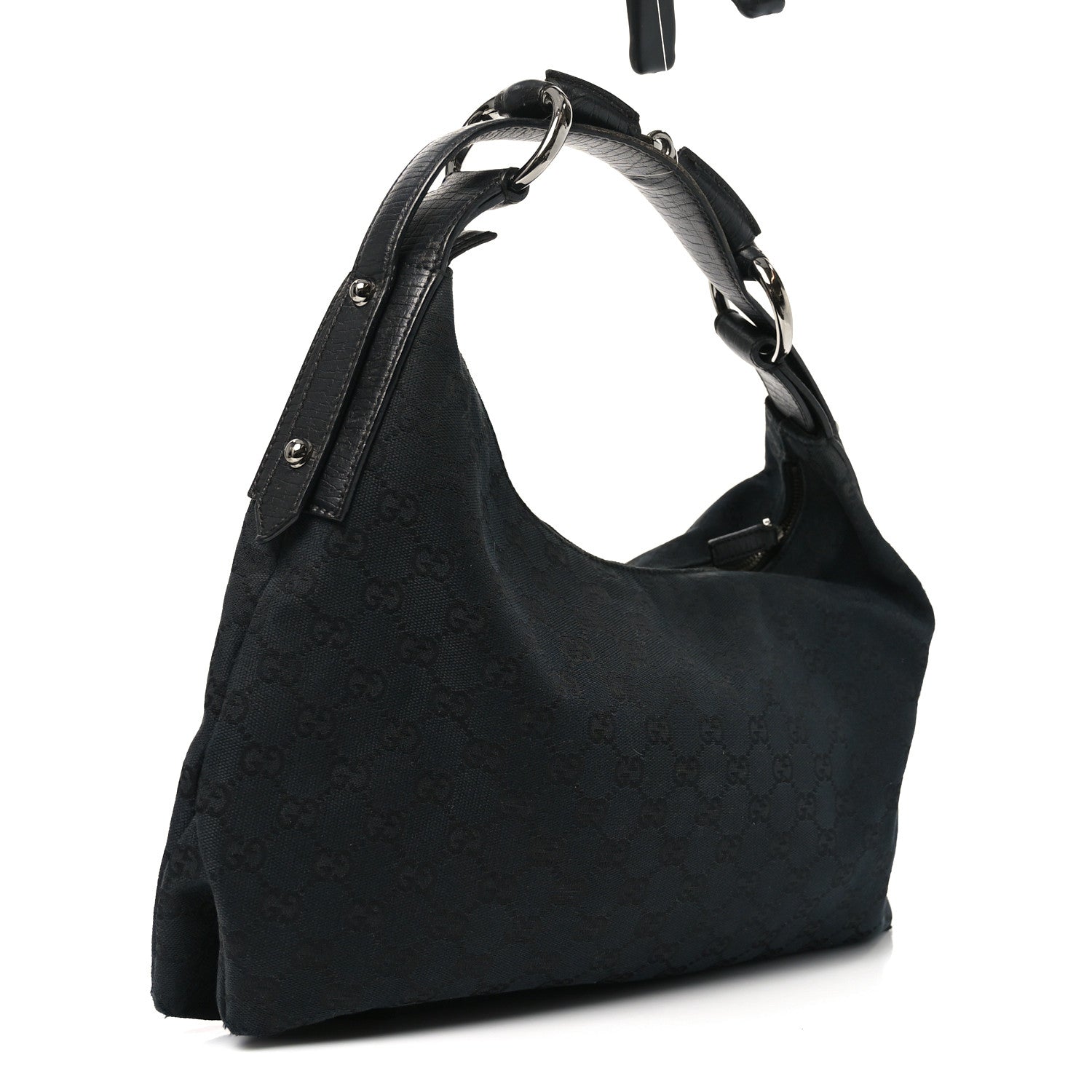 Monogram Medium Horsebit Chain Hobo Black