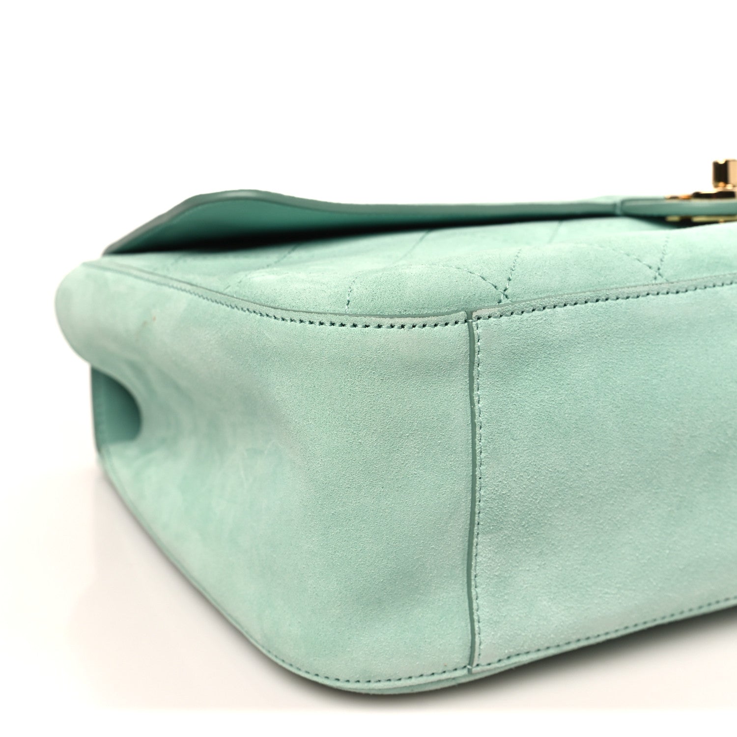 Suede Calfskin Small Souplissimo Maxi Flap Green