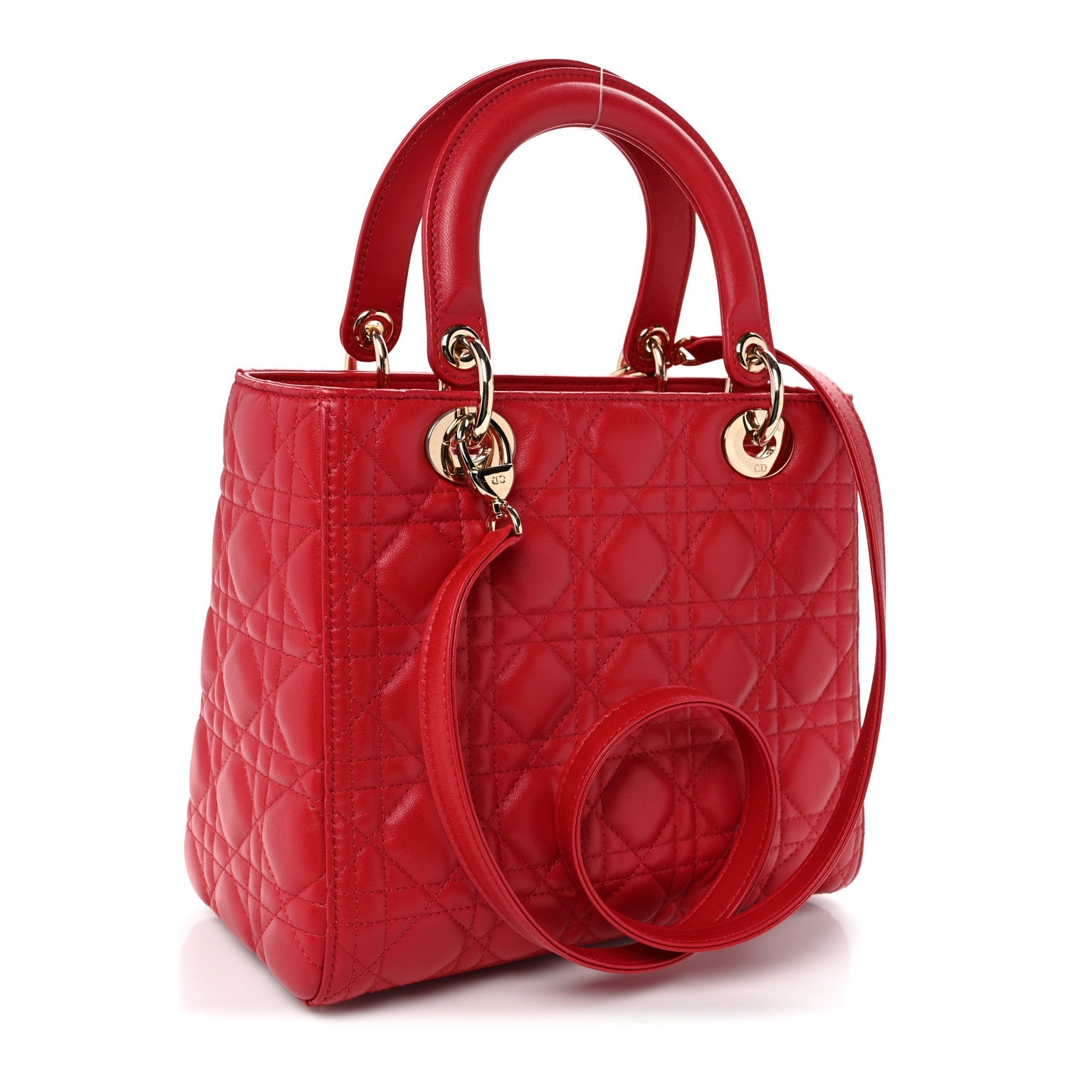Lambskin Cannage Medium Lady Dior Red