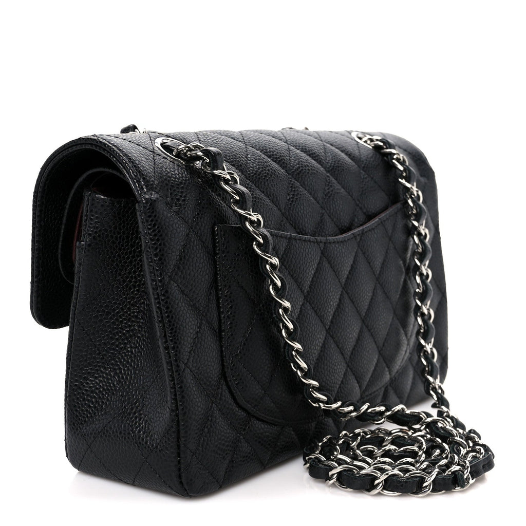 Caviar Quilted Small Double Flap Black Black