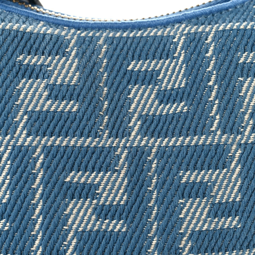 Denim Effect Fabric Jacquard FF 1974 Nano Fendigraphy Hobo Charm Blue White