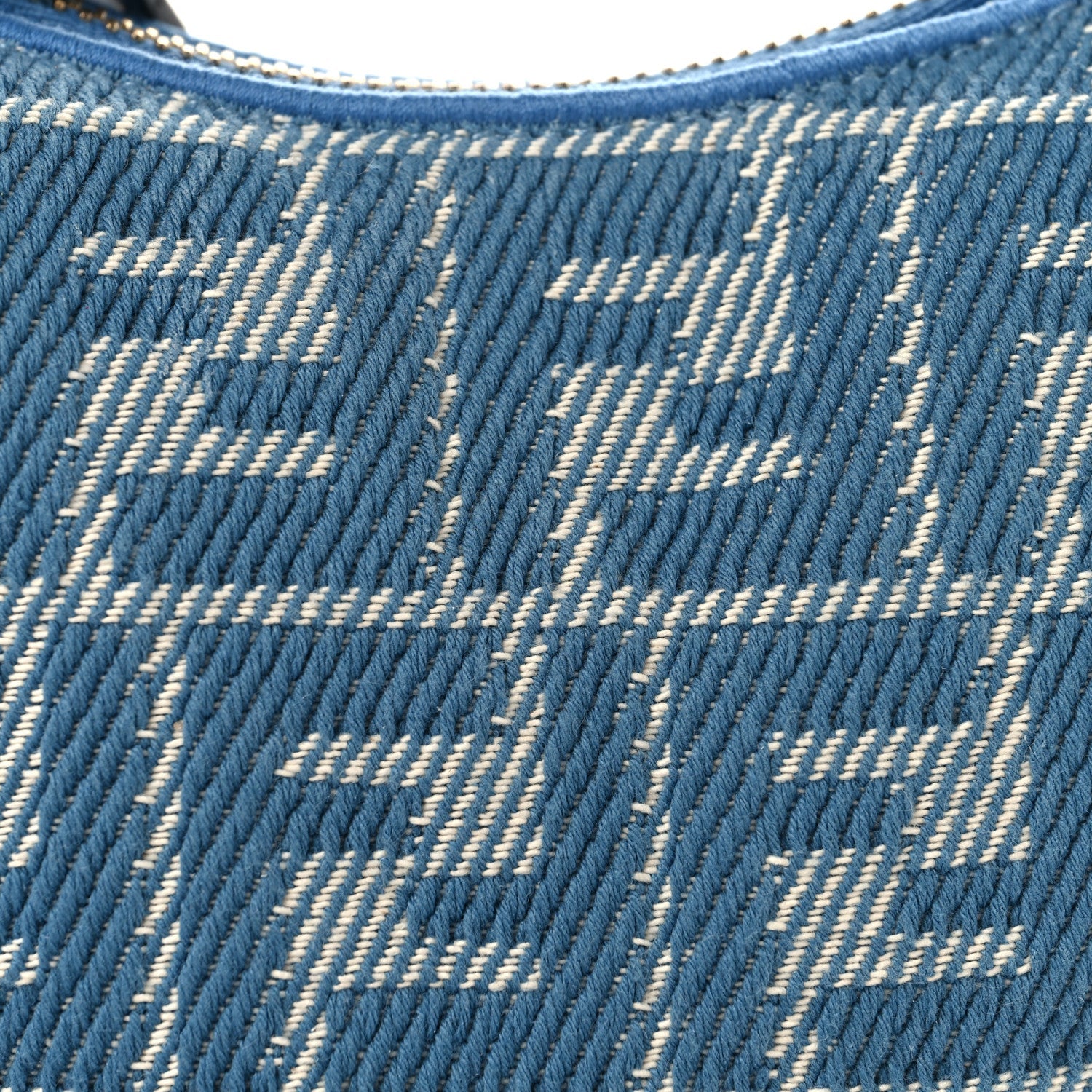 Denim Effect Fabric Jacquard FF 1974 Nano Fendigraphy Hobo Charm Blue White