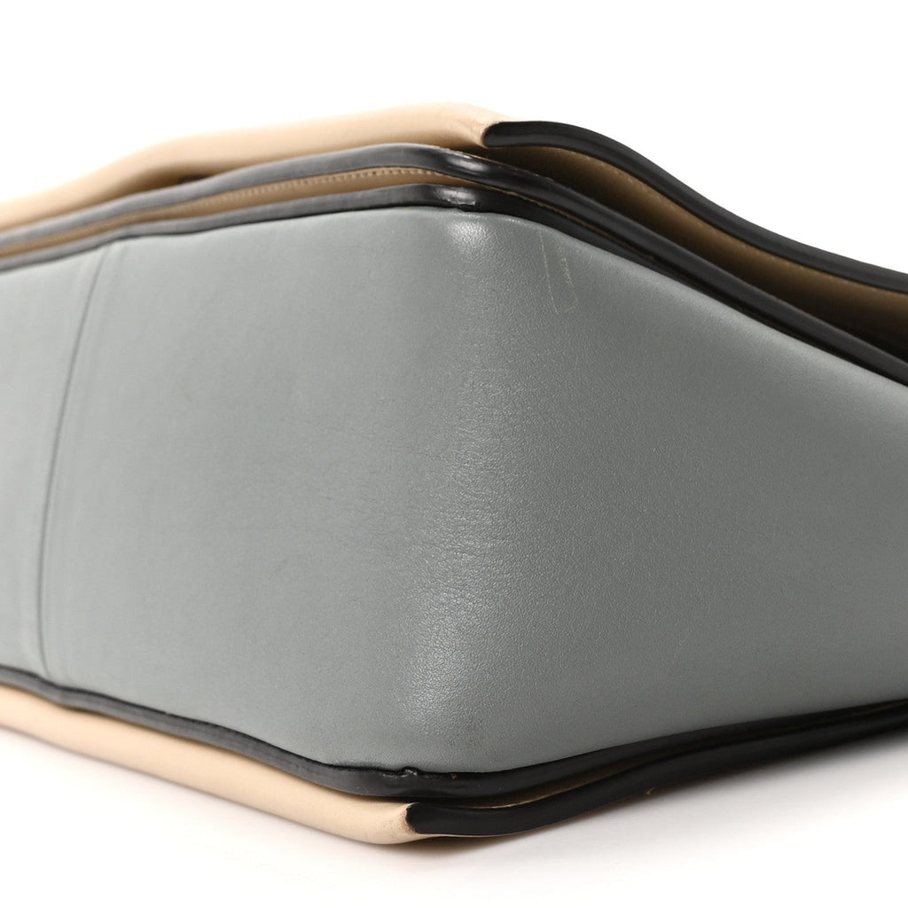 Shiny Smooth Calfskin Medium Frame Shoulder Bag Grege Storm