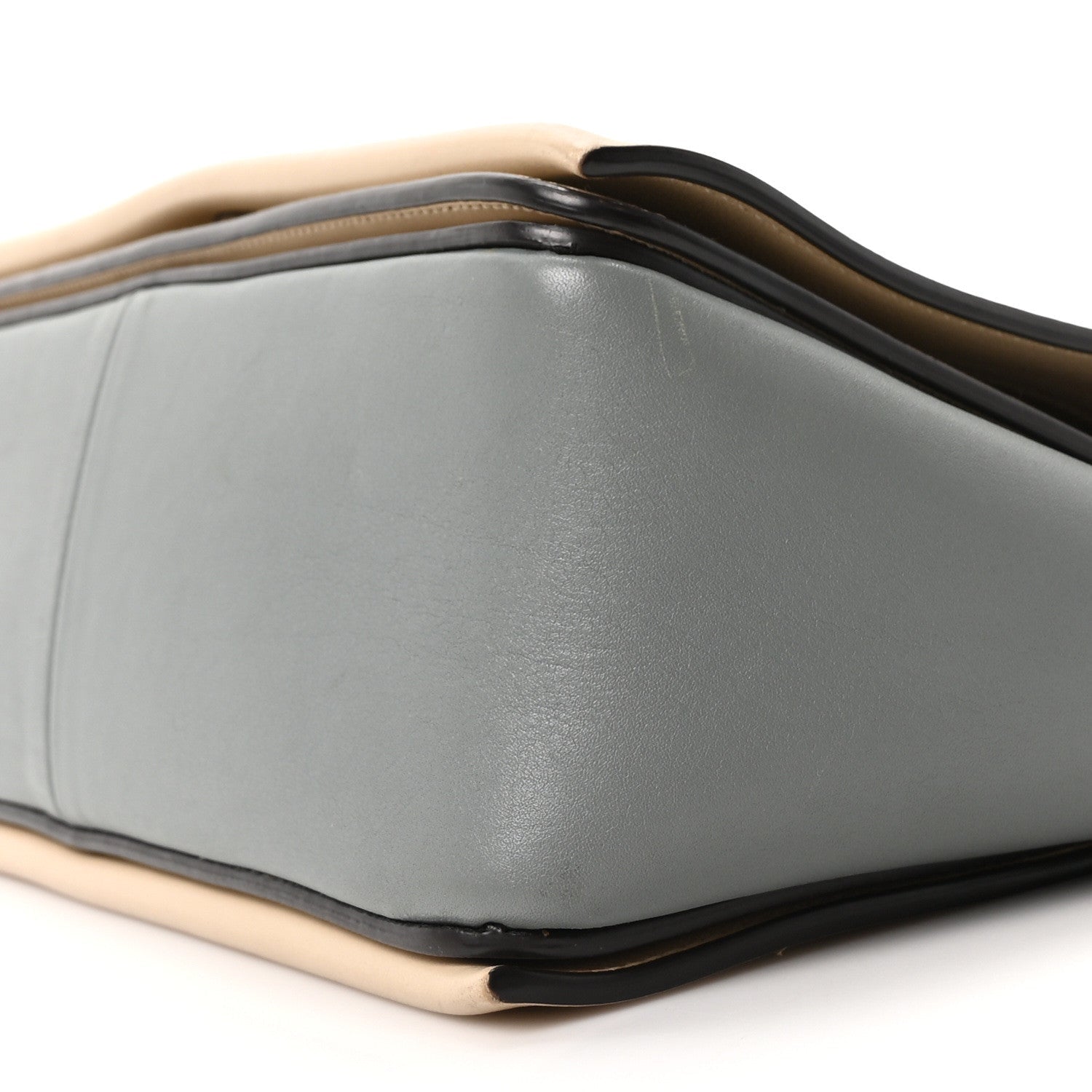 Shiny Smooth Calfskin Medium Frame Shoulder Bag Grege Storm