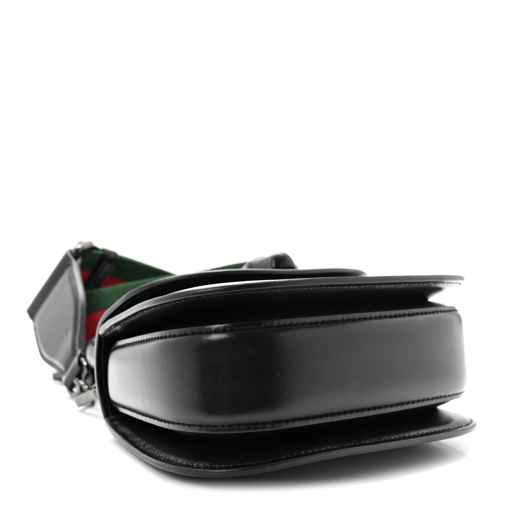 Boarded Dyana Lux Calfskin Web Monochrome Small Bamboo 1947 Top Handle Bag Black
