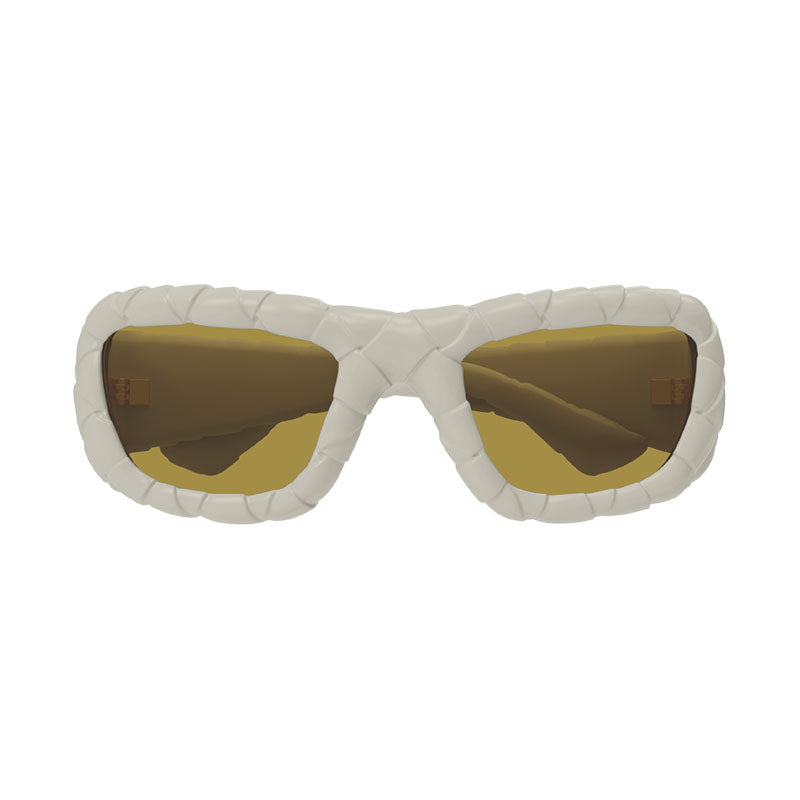Bottega Veneta Sunglasses Square Full Rim, Chalk White Frame and Brown Lens BV1303S006