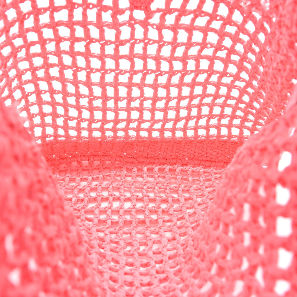 Yarn Raffia Effect Crochet Logo Embroidered Tote Bag Petalo