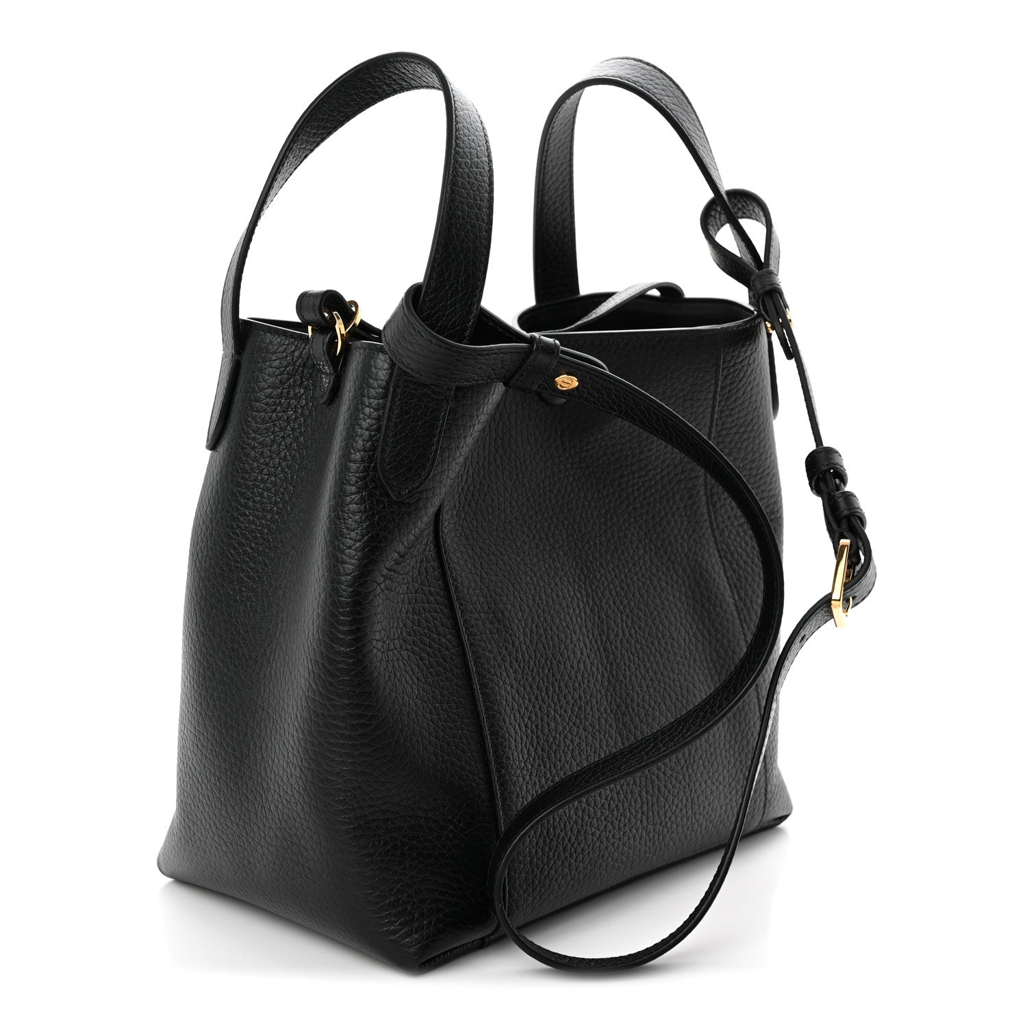 Calfskin Medium Signature Bucket Bag Black
