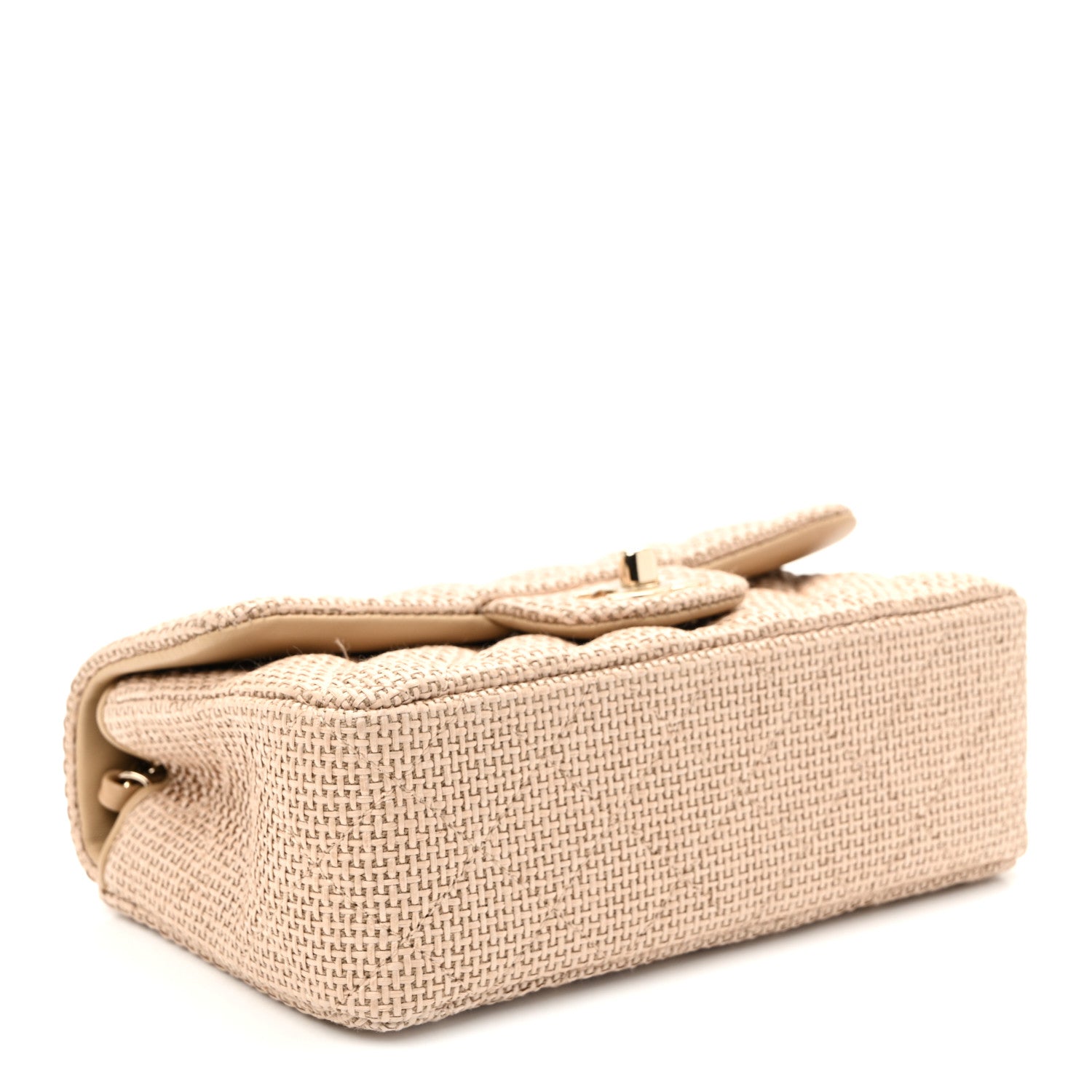 Braided Raffia Quilted Mini Rectangular Flap Dark Beige