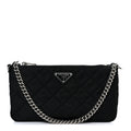 Nylon Tessuto Impuntu Quilted Crossbody Bag Black