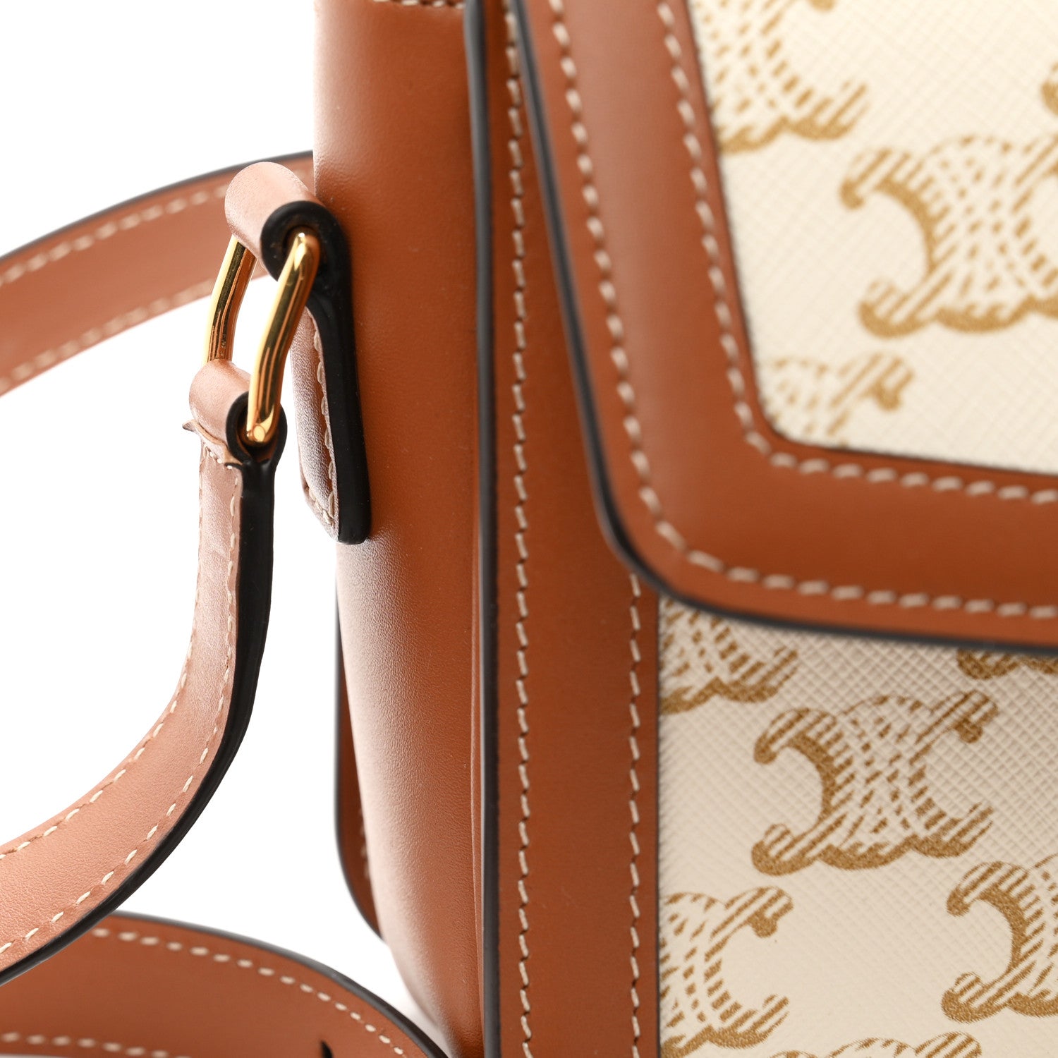 Calfskin Triomphe Canvas Teen Triomphe Bag White