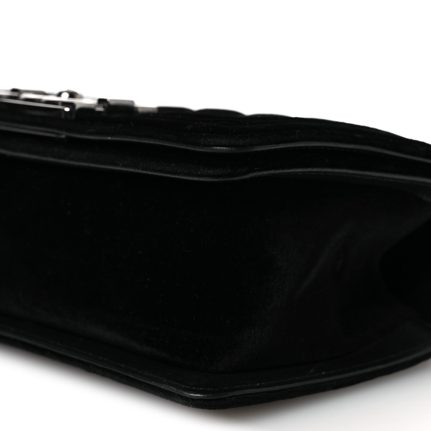 Velvet Quilted Small Boy Flap Black