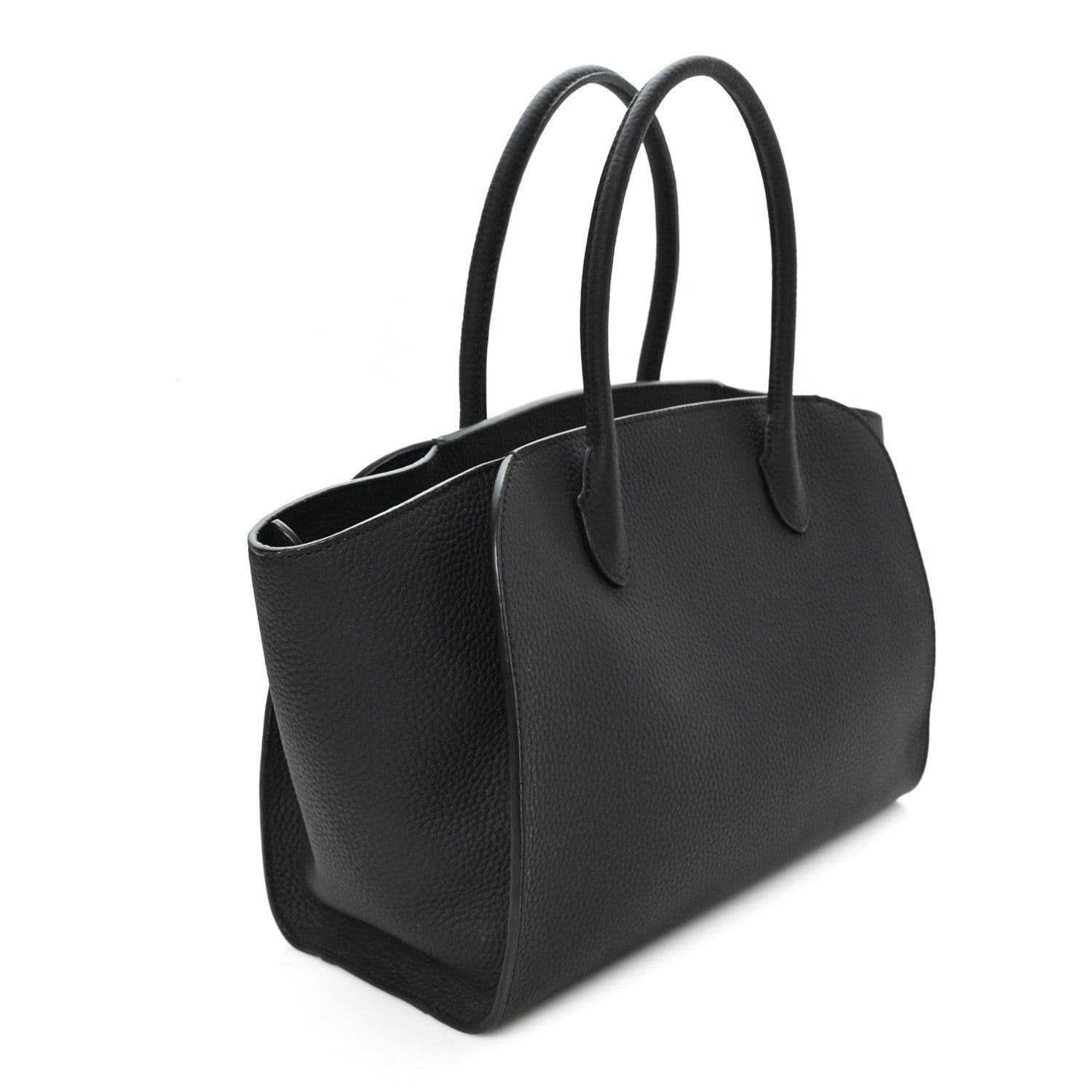 Grained Calfskin Marlo 12 Tote Bag Black