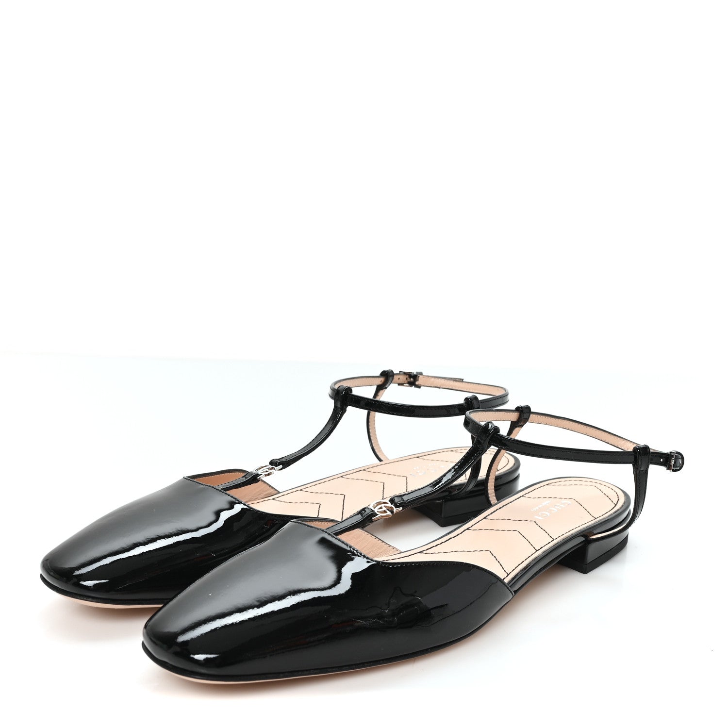 Vernice Crystal Double G Ballet Flat 40 Black