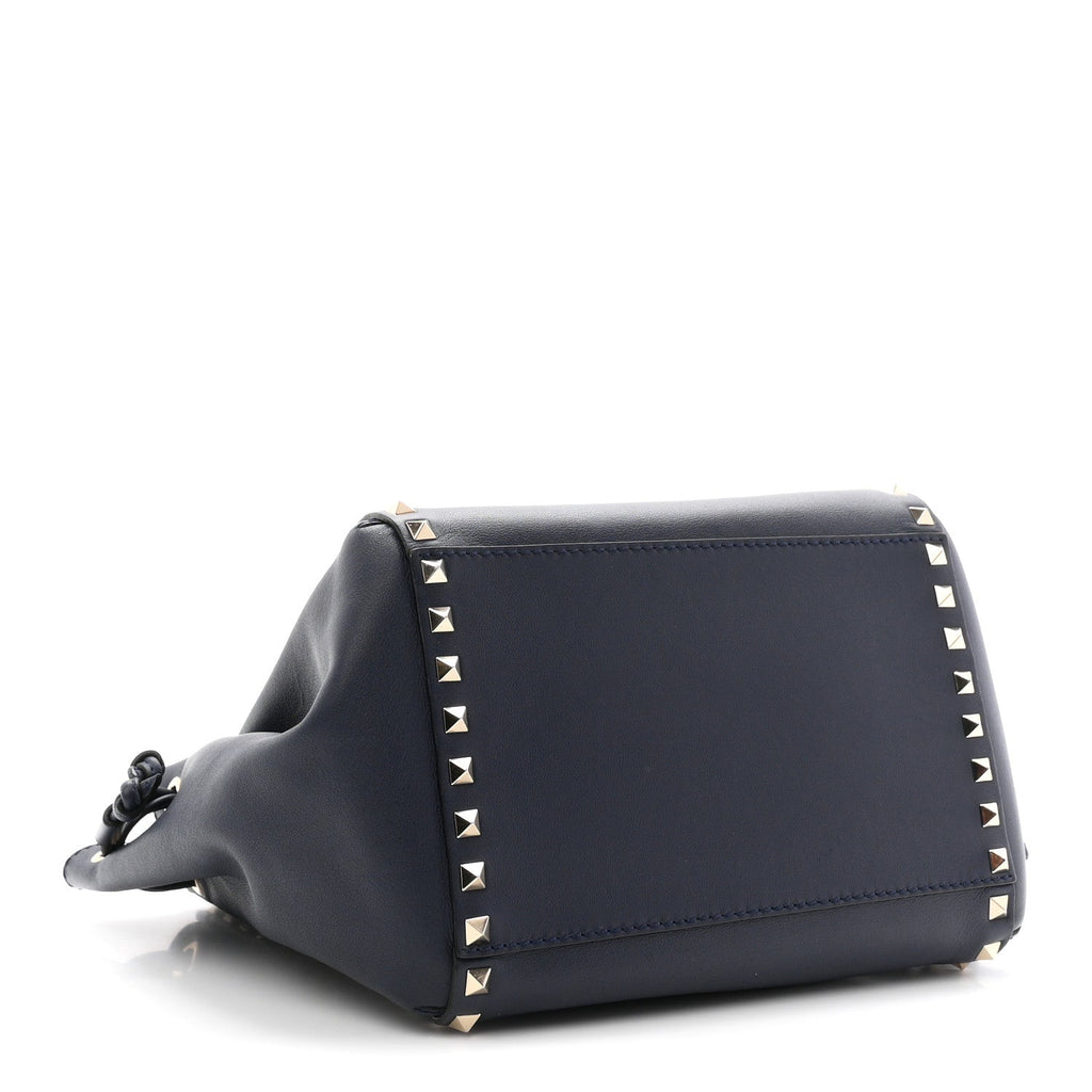 Calfskin Rockstud Double Handle Cinch Tote Marine