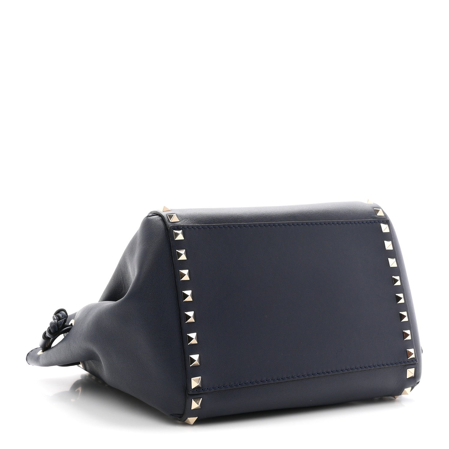 Calfskin Rockstud Double Handle Cinch Tote Marine