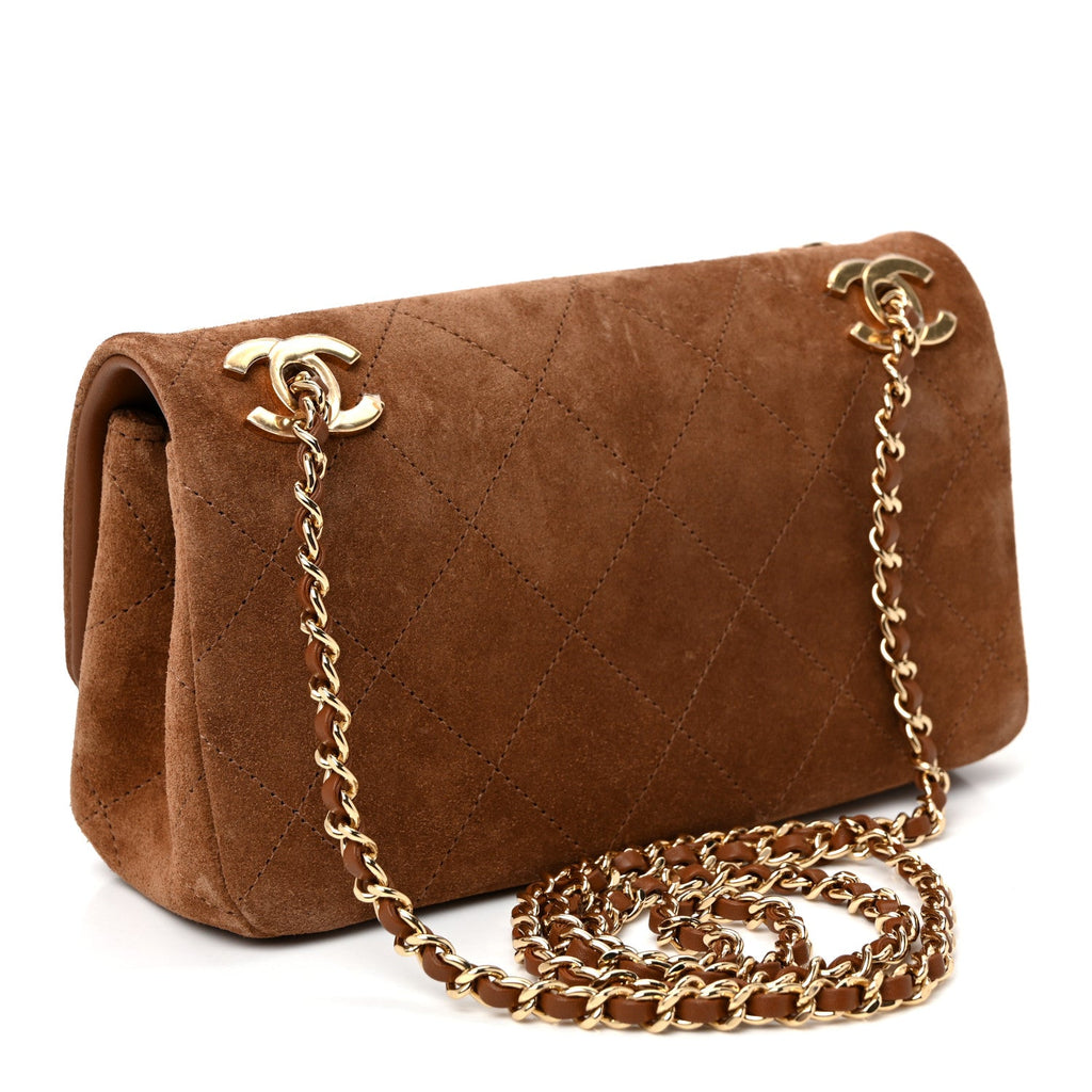 Suede Calfskin Quilted Small Eyes On You Flap Camel