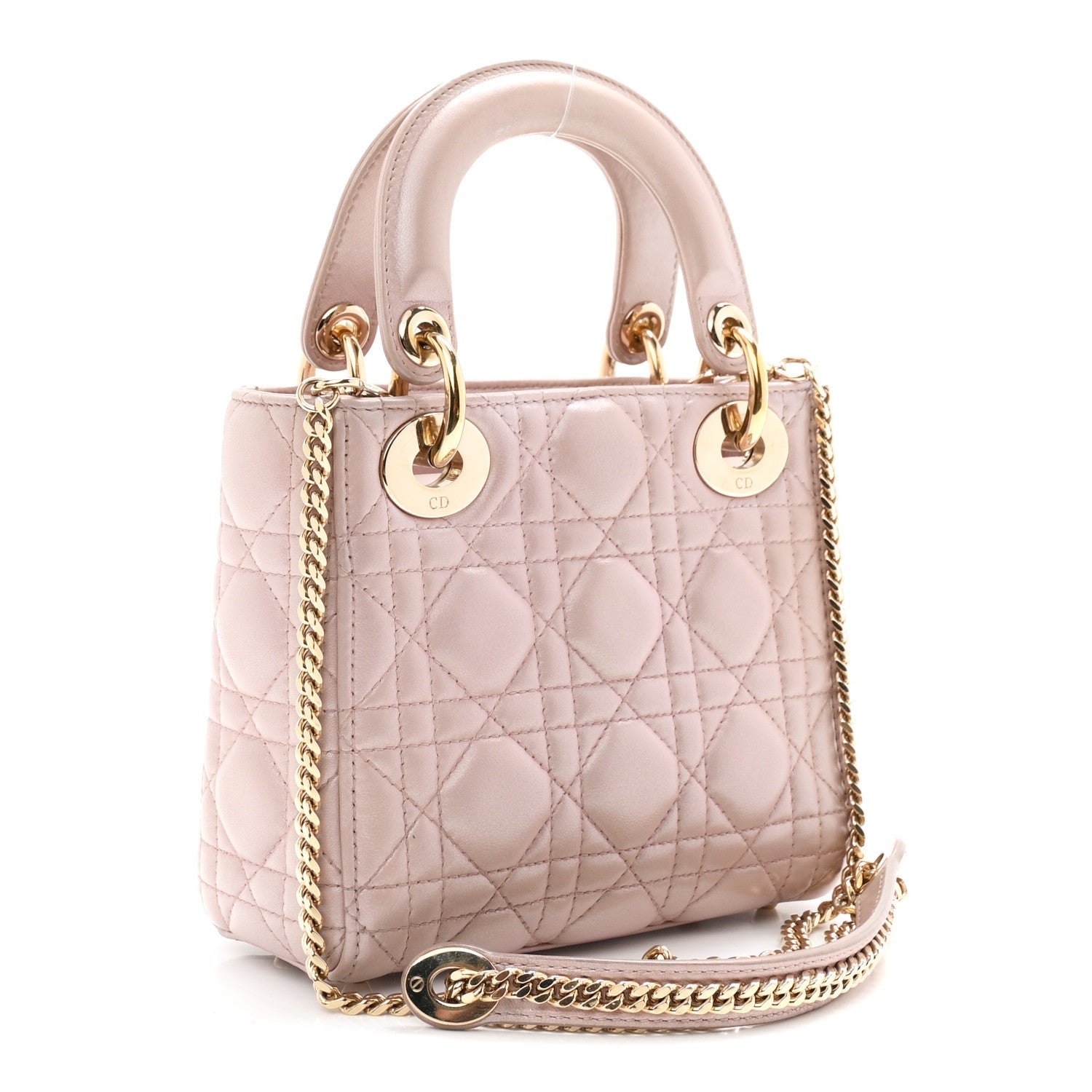 Metallic Lambskin Cannage Mini Lady Dior Lotus