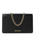 Textured Calfskin Script Logo Wallet On Chain Black