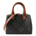 Triomphe Canvas Calfskin Small Boston Bag Tan