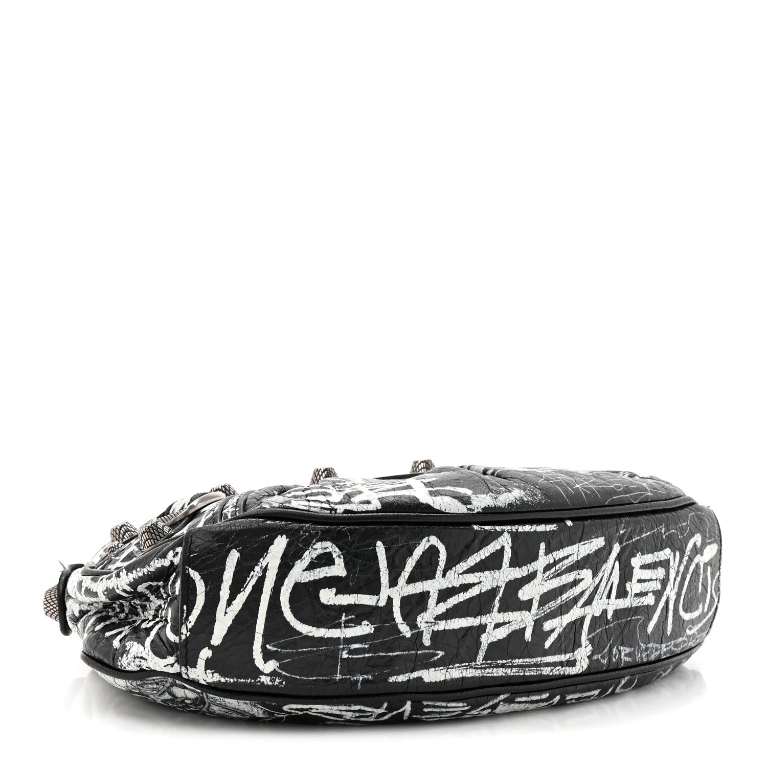 Agneau Arena Graffiti Le Cagole Shoulder Bag XS Black