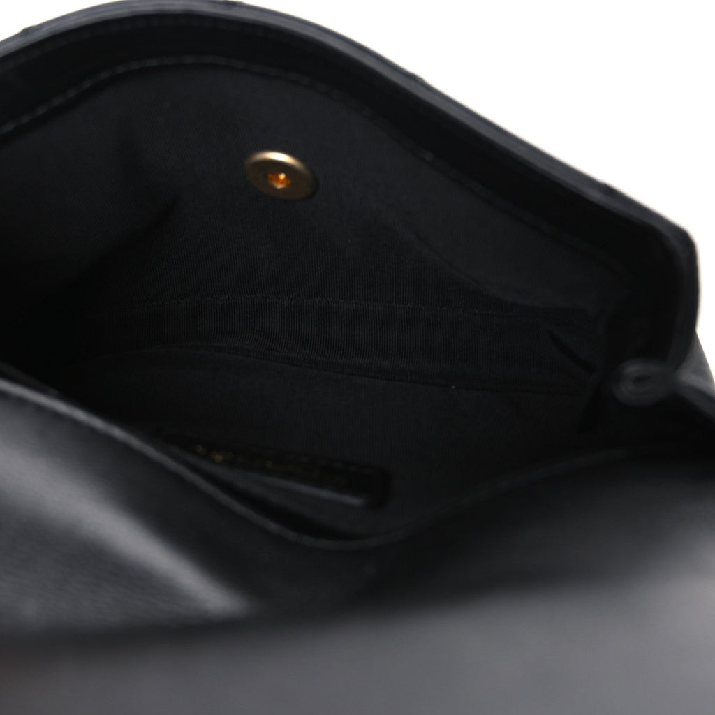 Calfskin Quilted Flap Waist Bag Black