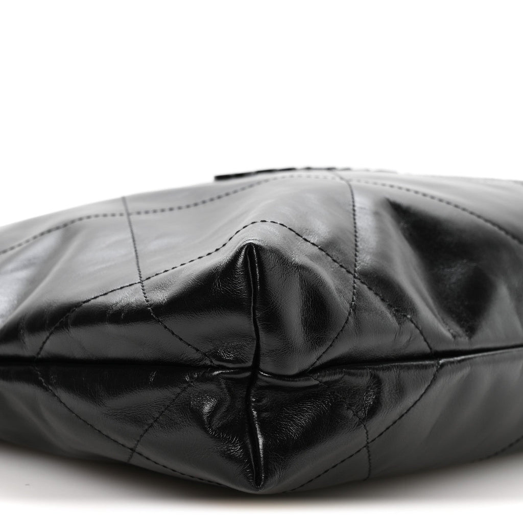 Shiny Calfskin Quilted Small Chanel 22 So Black