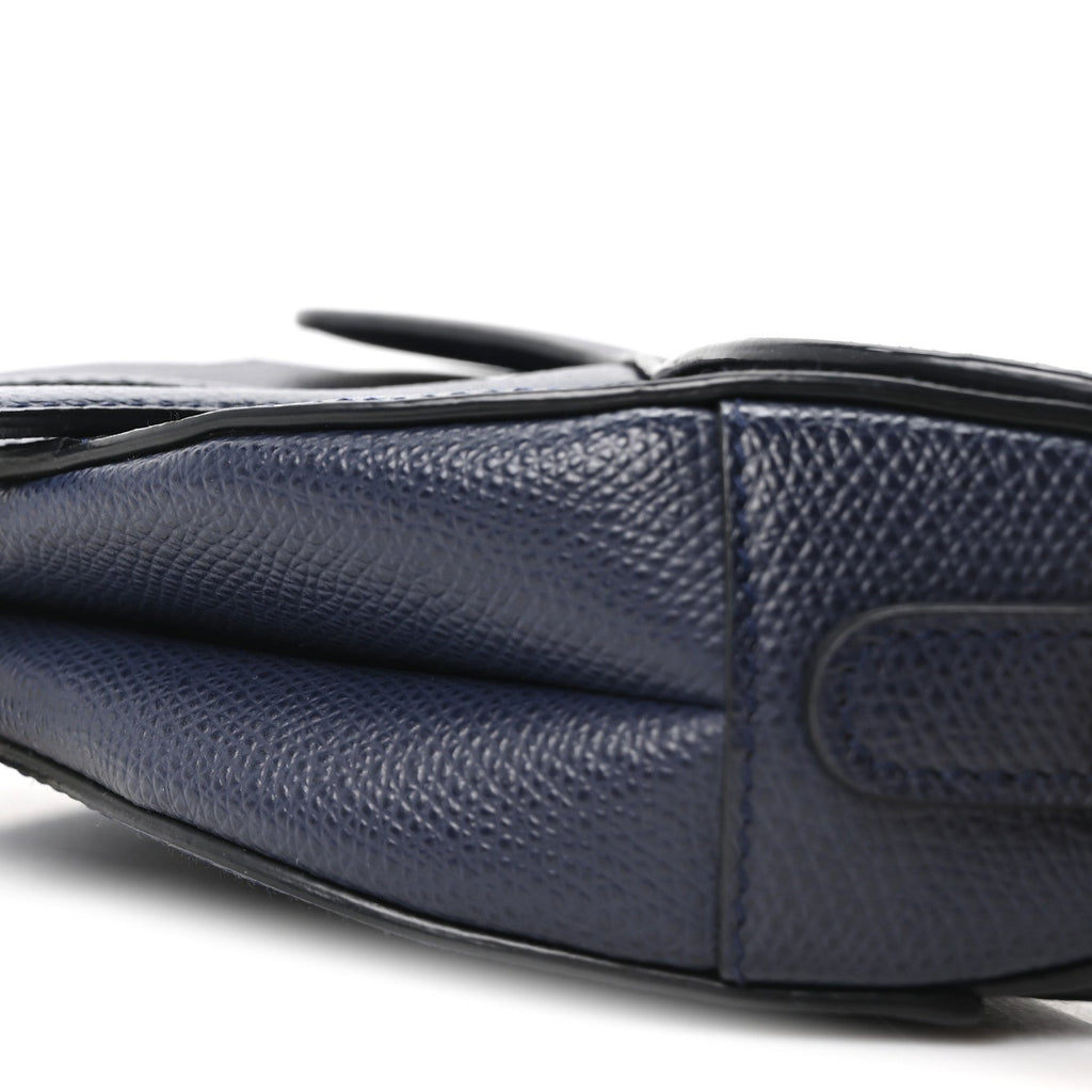 Grained Calfskin Mini Saddle Bag Navy