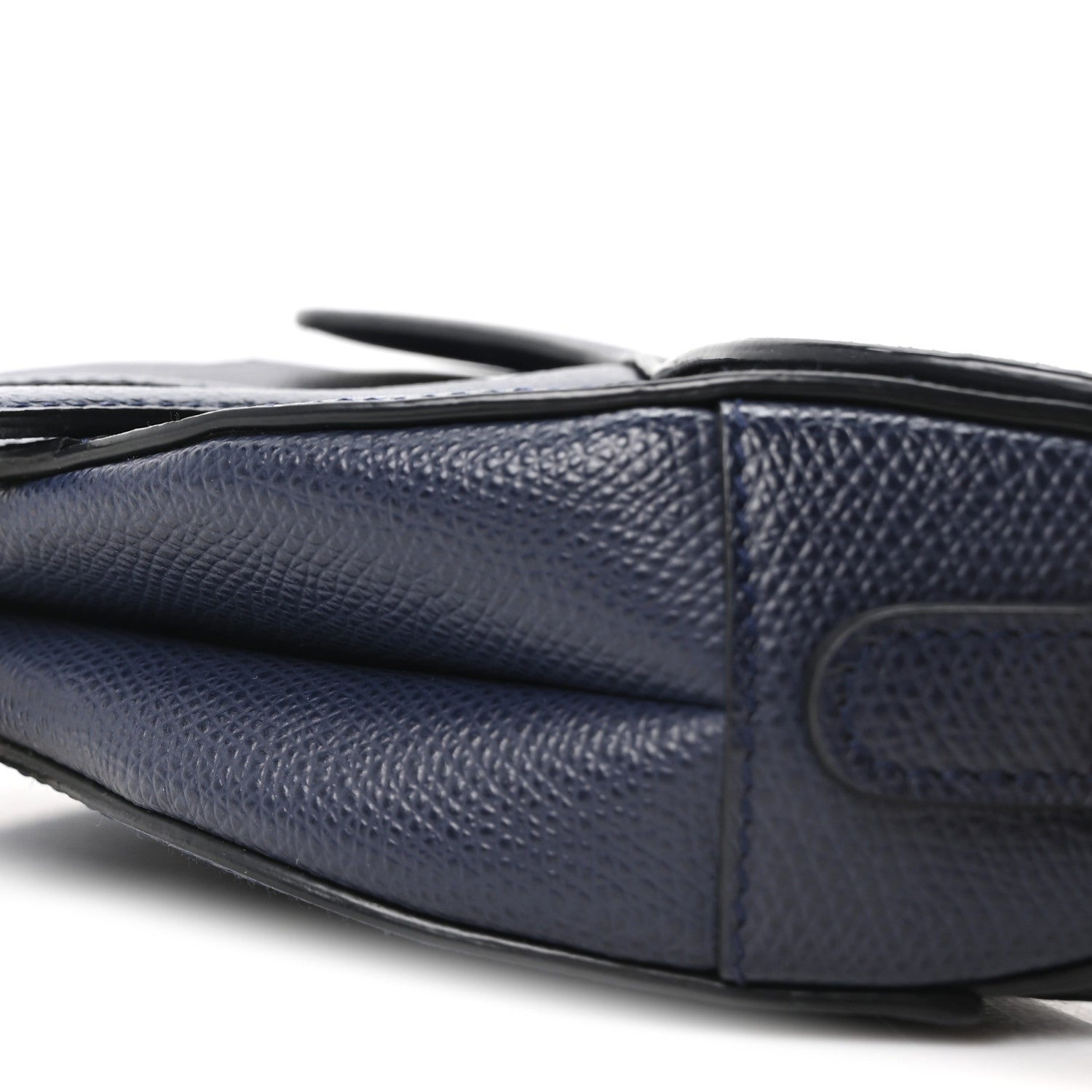 Grained Calfskin Mini Saddle Bag Navy