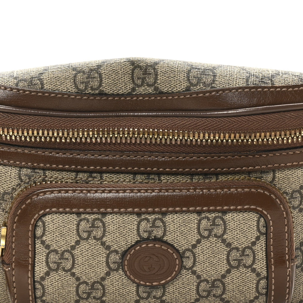 GG Supreme Monogram Textured Calfskin Retro Interlocking G Belt Bag Beige Ebony Brown Sugar