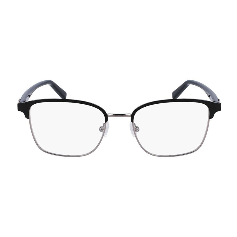 Salvatore Ferragamo Eyeglasses Square Full Rim, Ruthenium/Black Frame and Clear Demo Lens Lens SF2225038