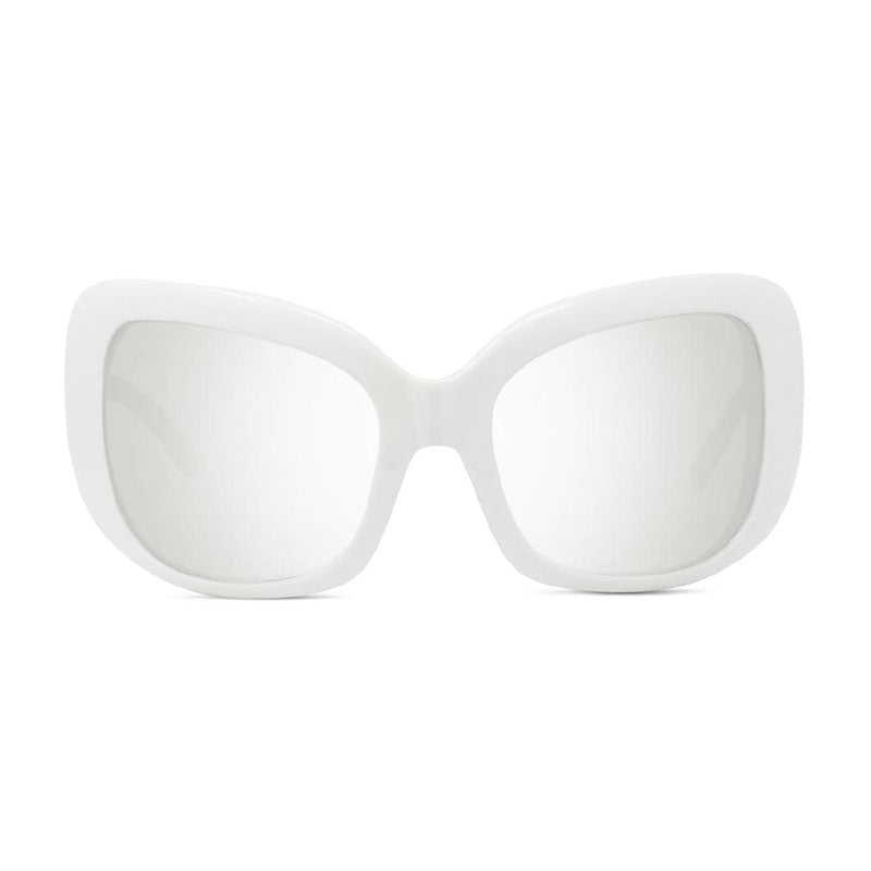 Celine Sunglasses Geometric Full Rim, White Frame and Silver Mirror Lens CL40224I25C