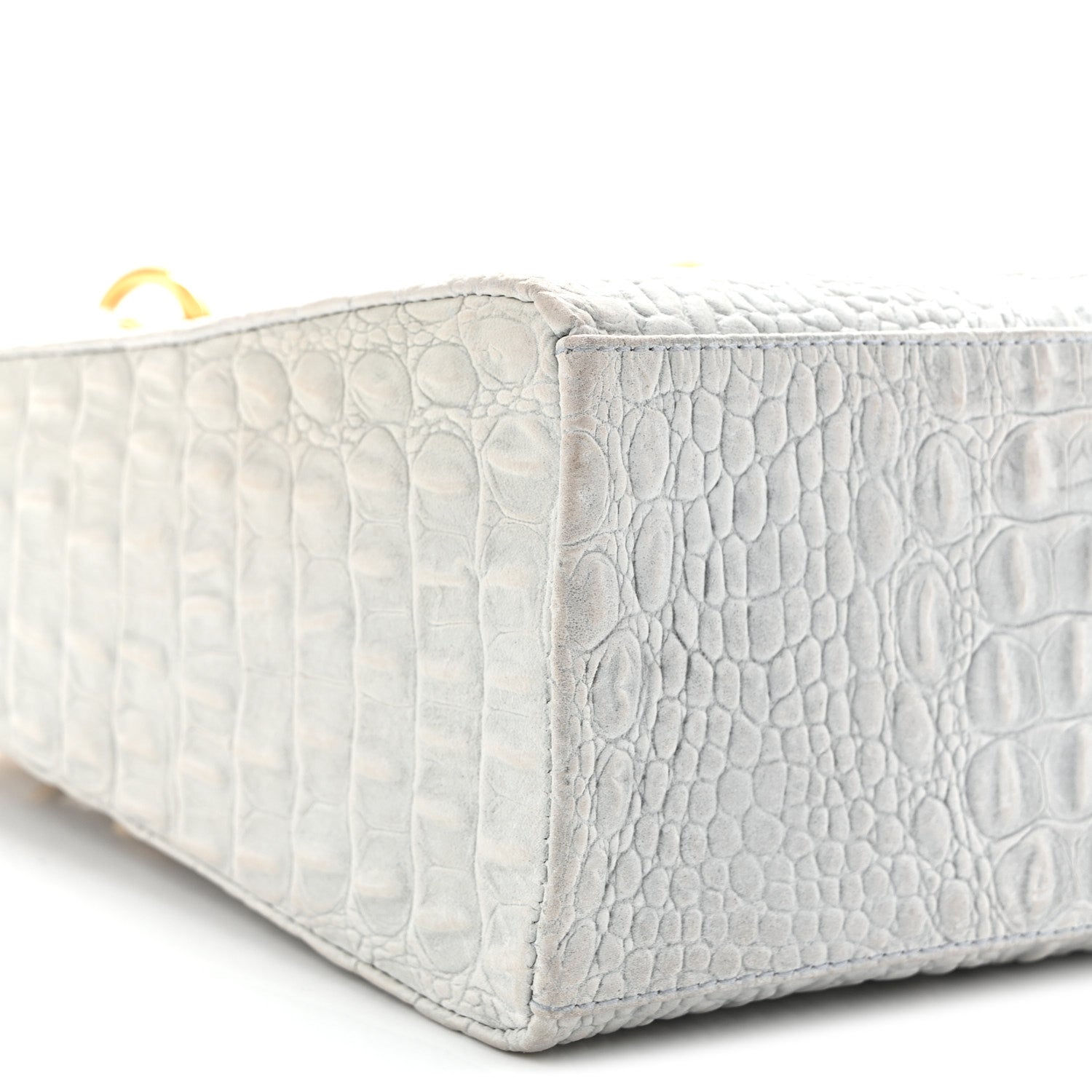 Calfskin Alligator Embossed Medium Lady Dior Light Blue