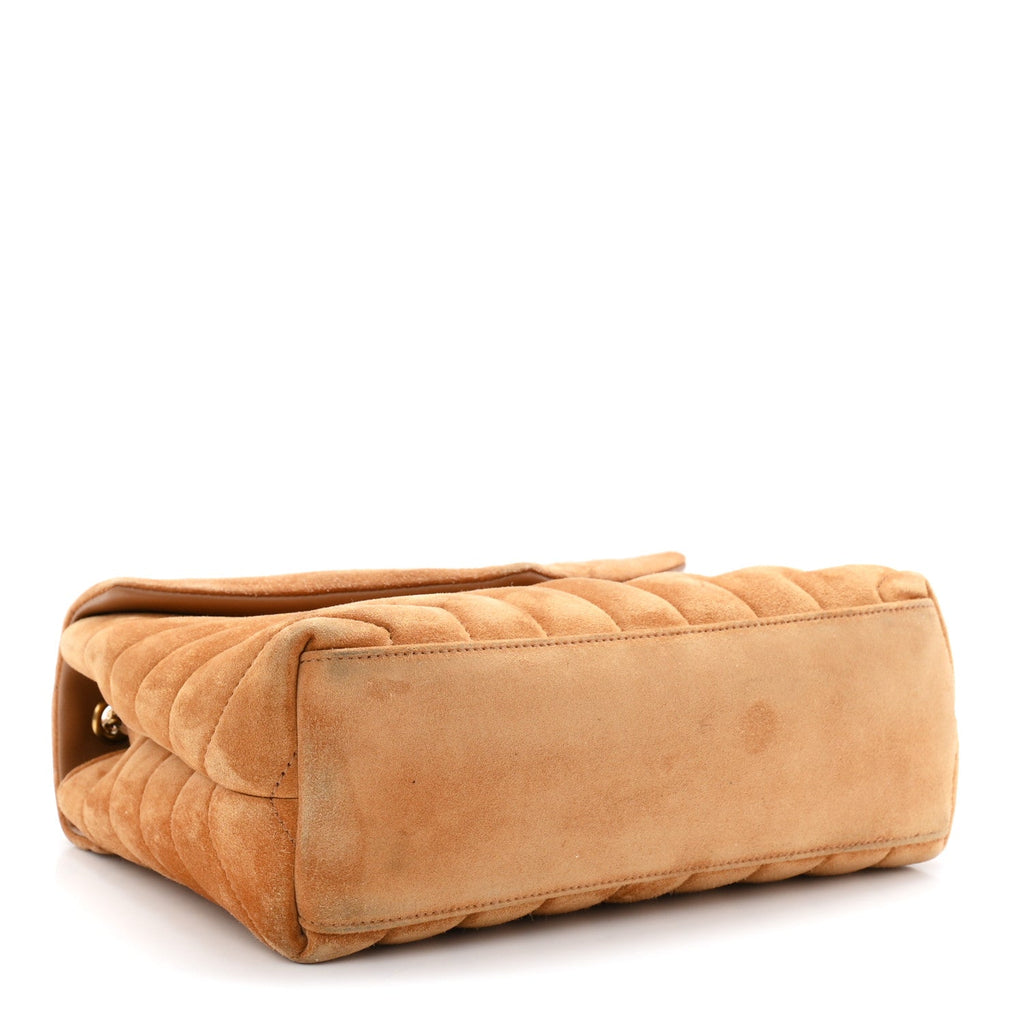 Suede Calfskin Y Quilted Monogram Small Loulou Chain Satchel Cinnamon