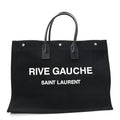Linen Calfskin Rive Gauche Tote Black