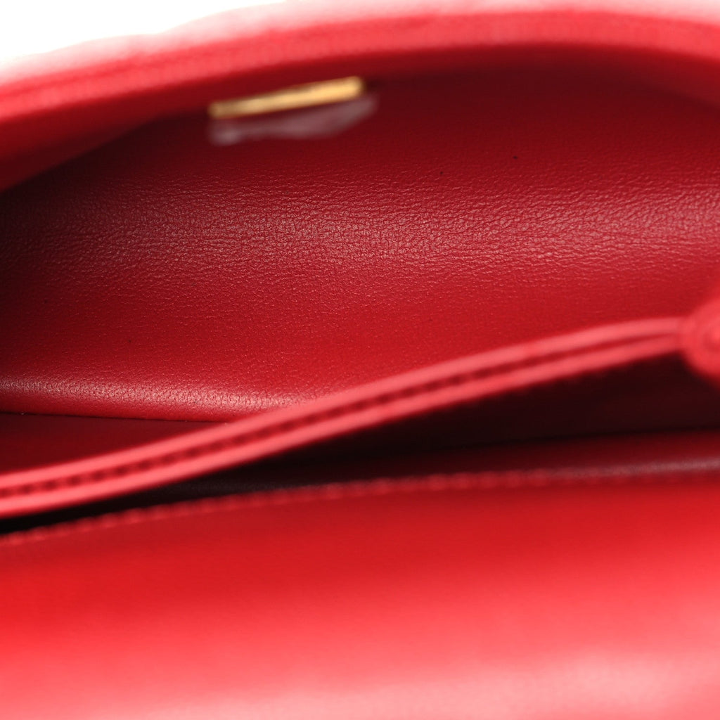Caviar Lizard Embossed Quilted Extra Mini Coco Handle Flap Red