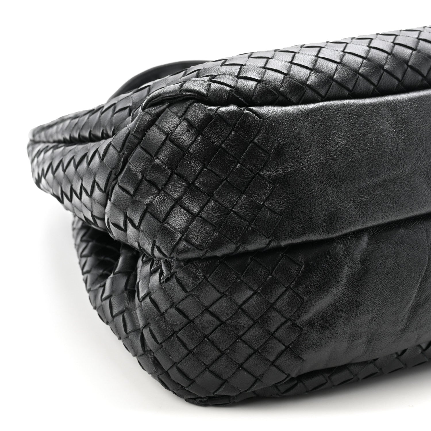 Nappa Intrecciato Medium Campana Shoulder Bag Black