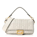 Nappa FF 1974 Embossed Baguette White