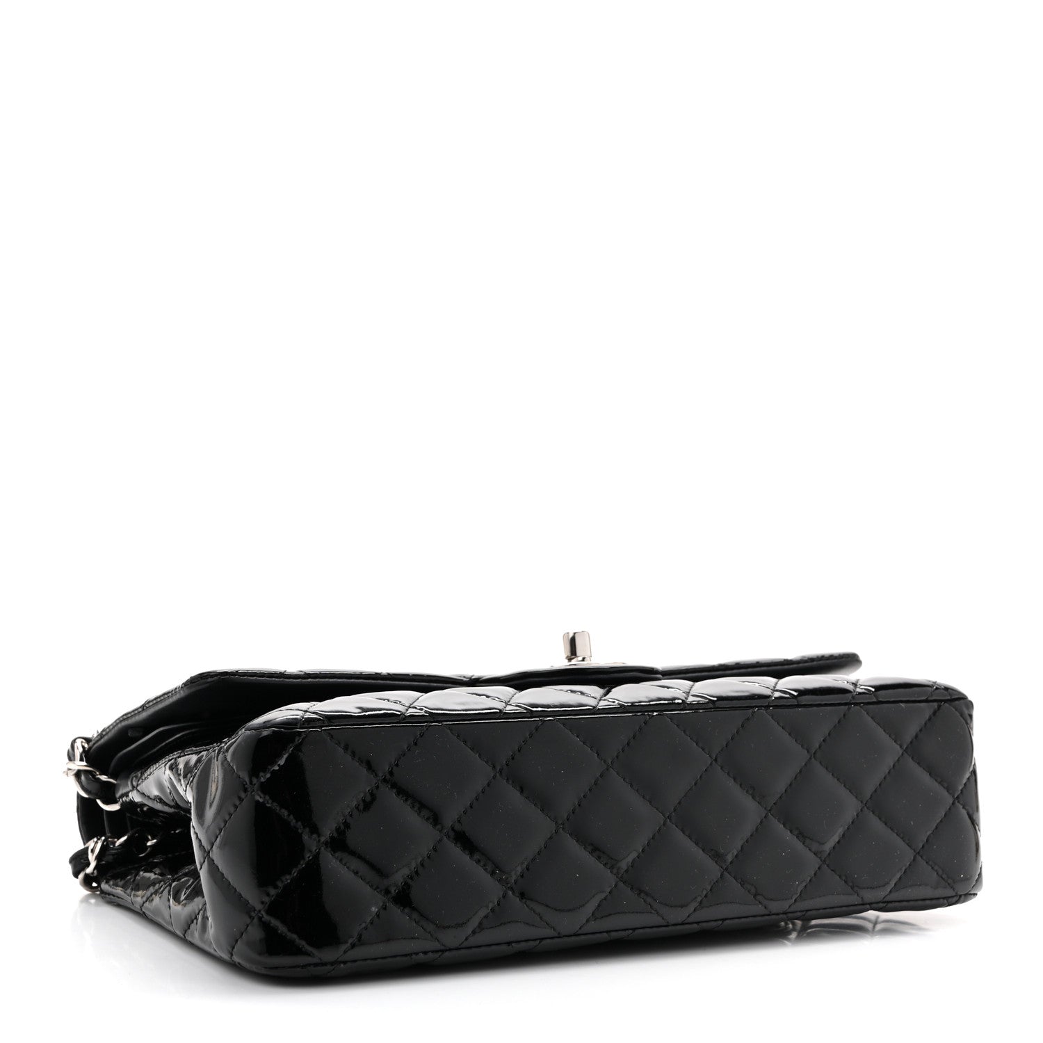 Patent Quilted Medium Double Flap Black