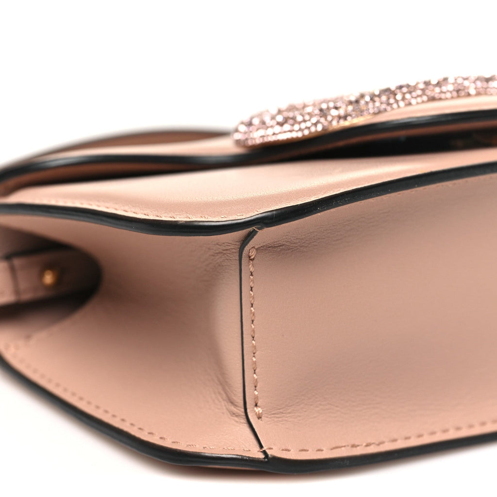 Calfskin Crystal Vlogo Small Loco Shoulder Bag Rose Cannelle