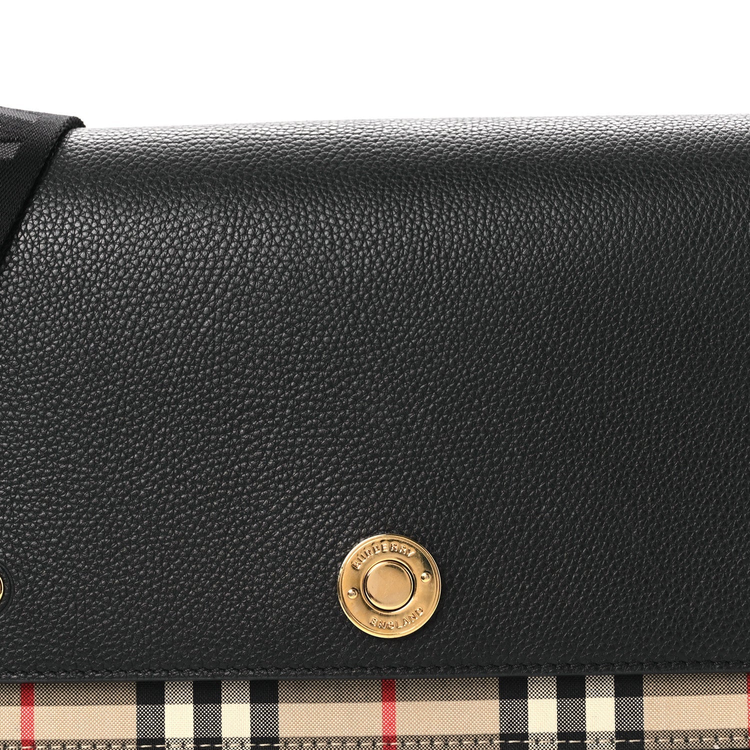 Grainy Calfskin Vintage Check Note Crossbody Bag Black