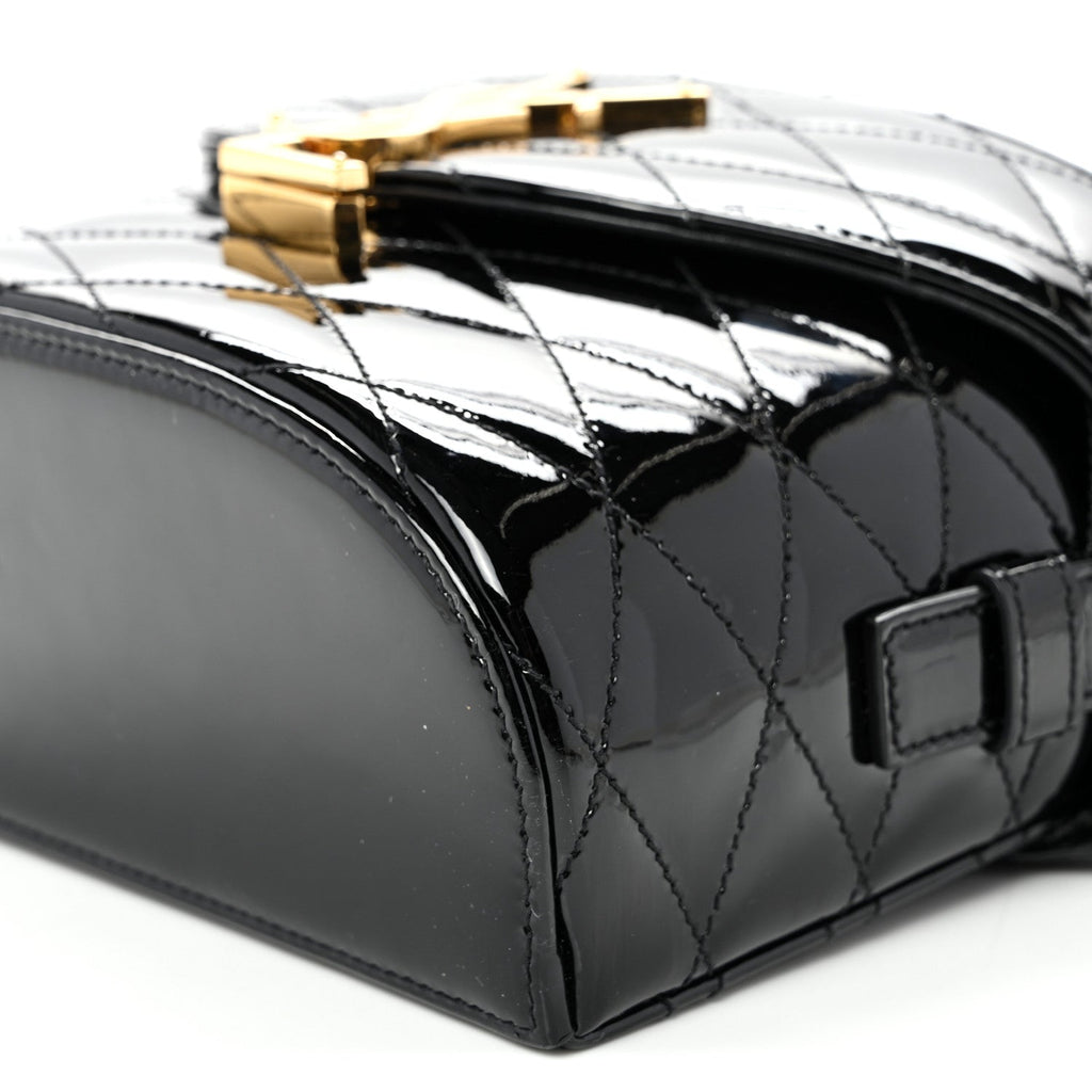 Patent Matelasse Monogram June Box Bag Black