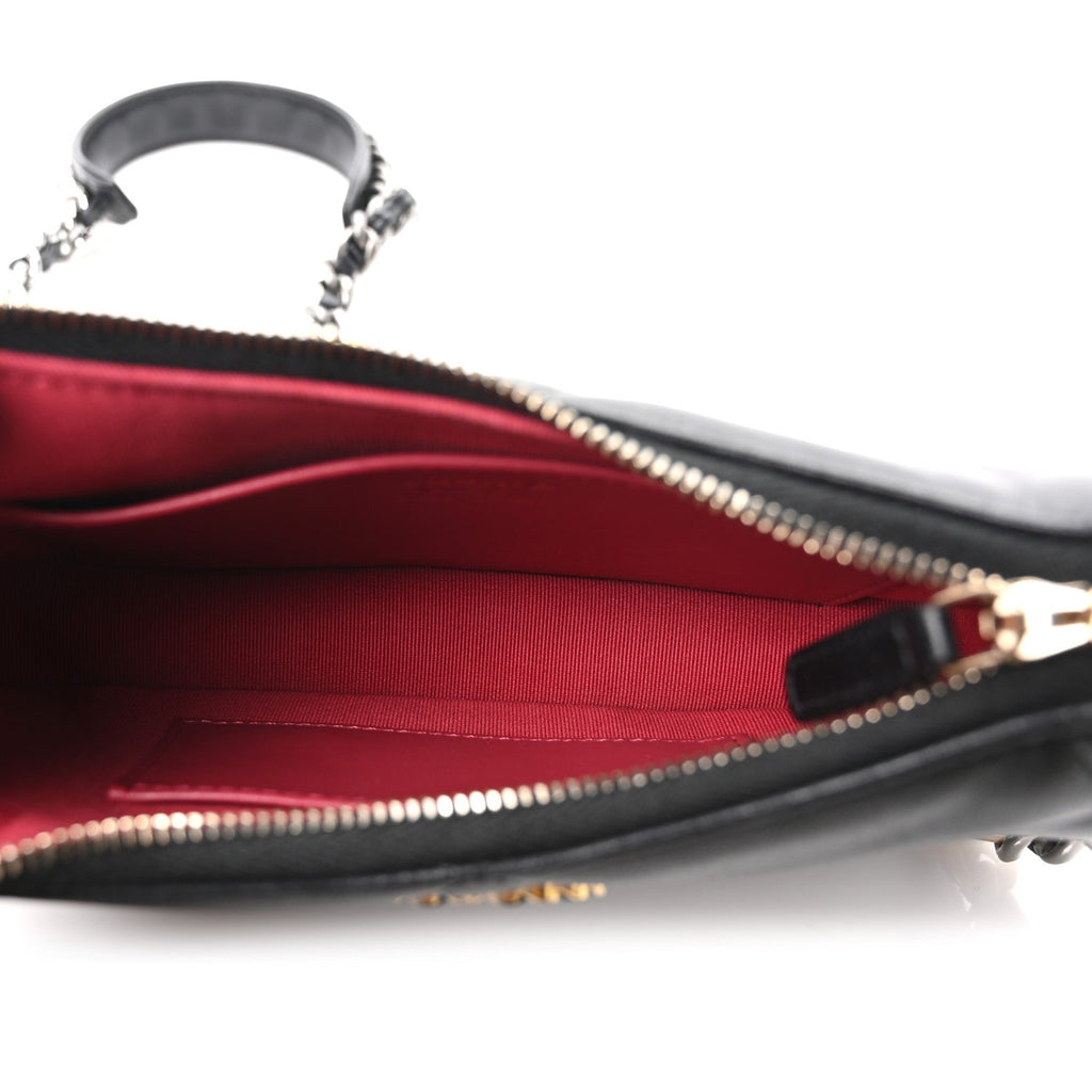 Lambskin Quilted Chanel 19 Hobo Clutch With Chain Black