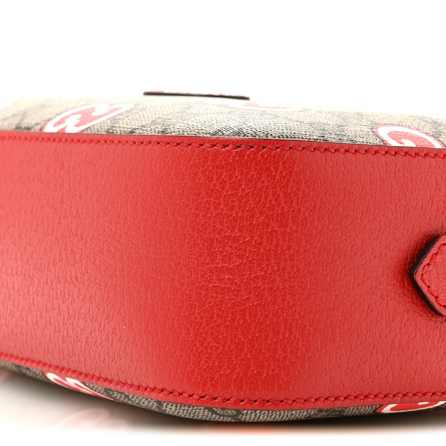 GG Supreme Monogram Apple Small Retro Interlocking G Shoulder Bag Beige Multicolor Lobster Red