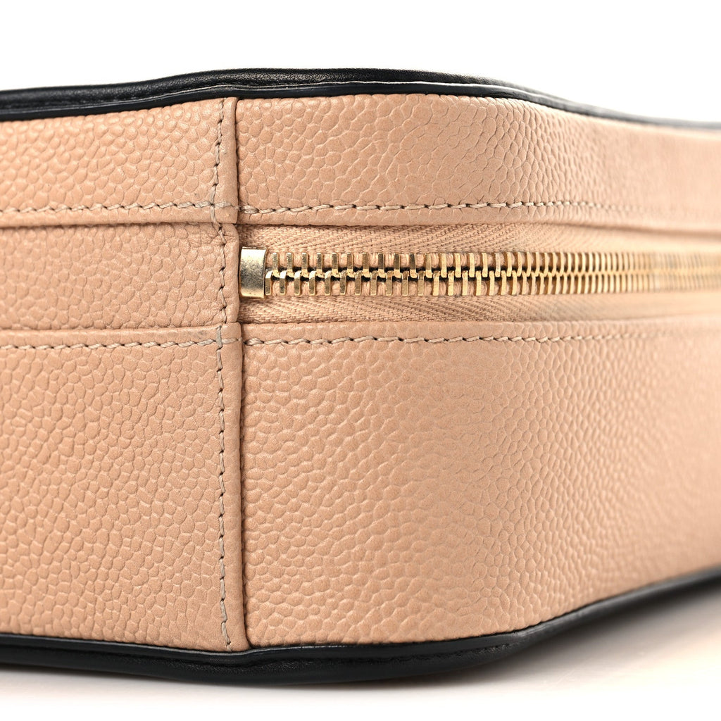 Caviar Quilted Medium CC Filigree Vanity Case Beige Black