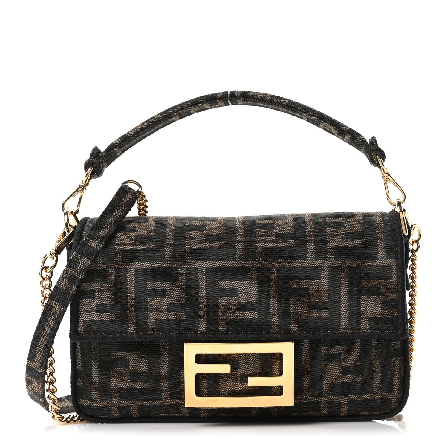 Fabric Jacquard FF 1974 Mini Baguette Tobacco Moro Black