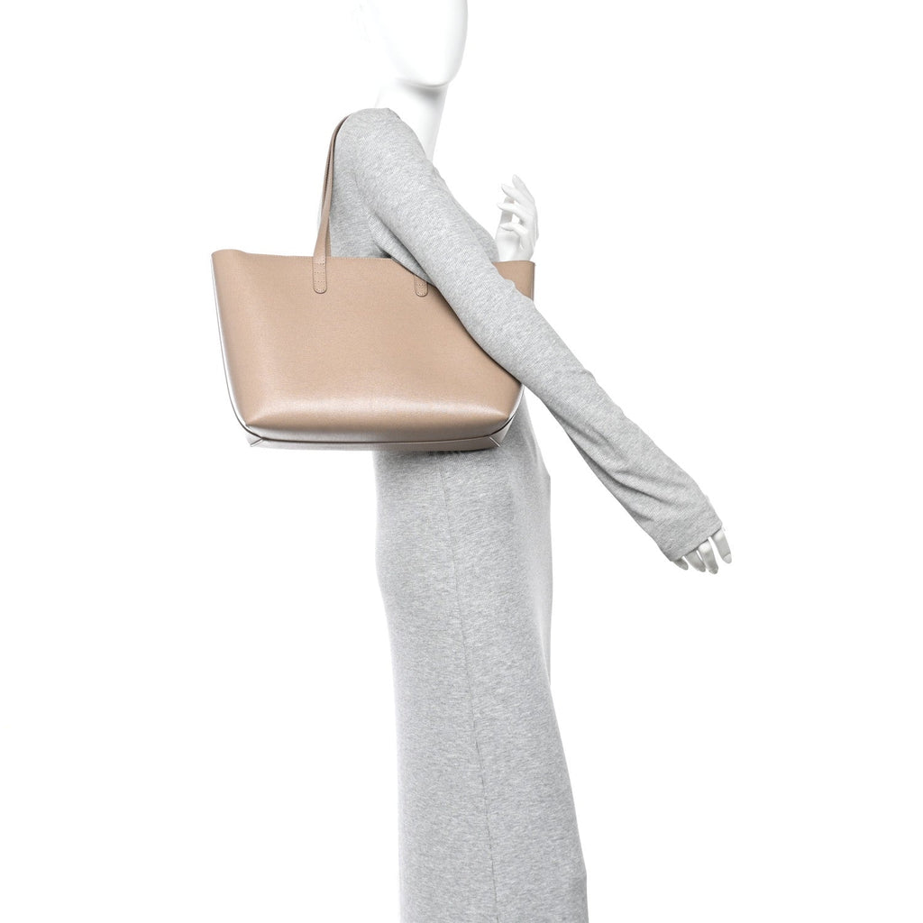 Saffiano Small Zip Tote Beige