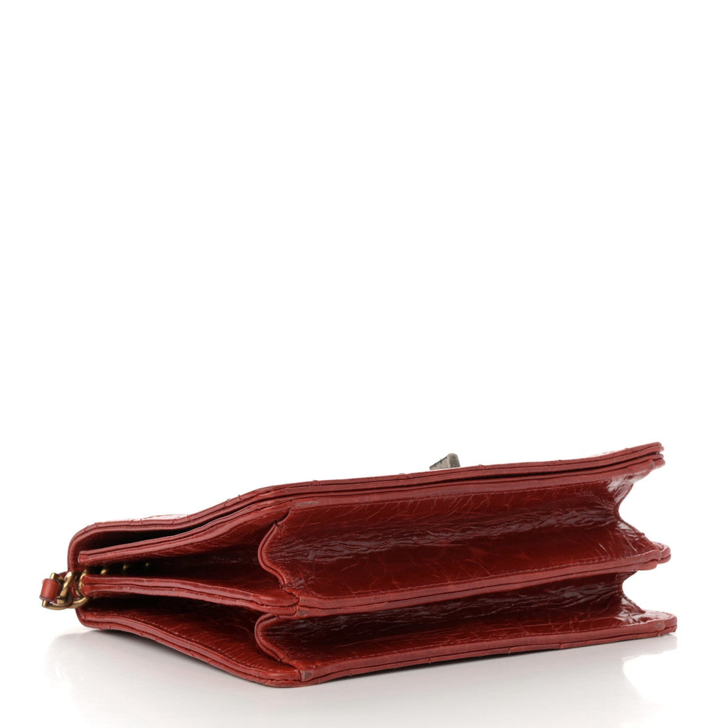 Glazed Calfskin Quilted Rita Top Handle Flap Red