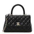 Caviar Quilted Mini Coco Handle Flap Black